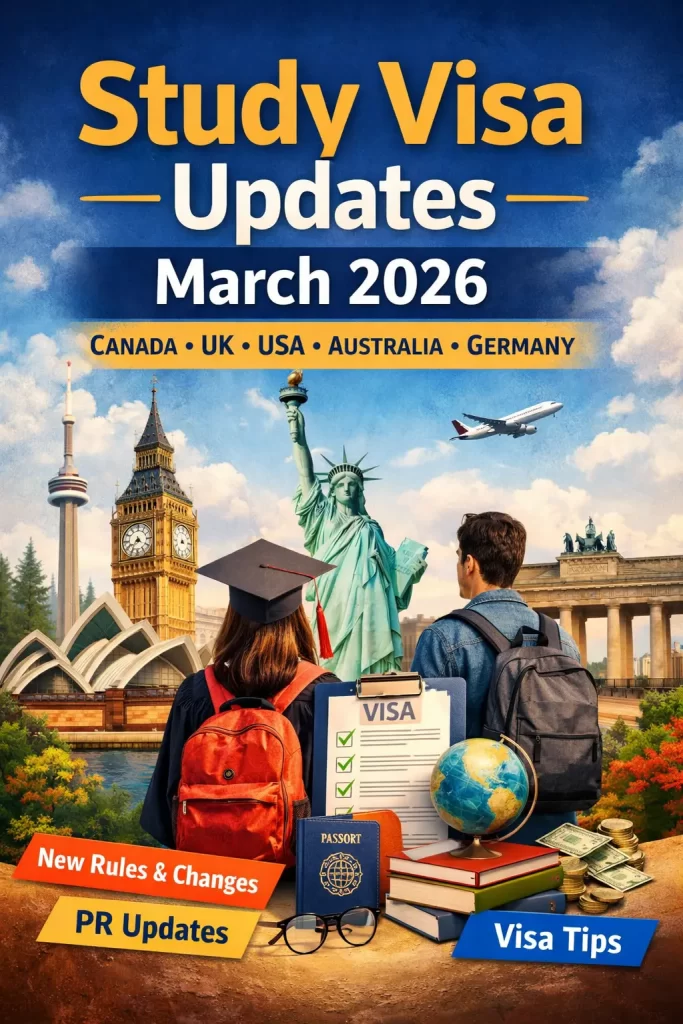 Study visa updates March 2026 for Canada UK USA Australia and Germany